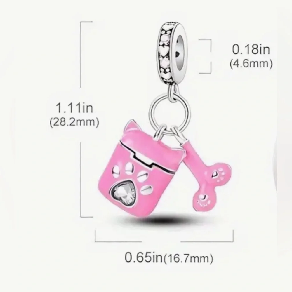 Silver & Pink Paw Dangle AirPods Charm